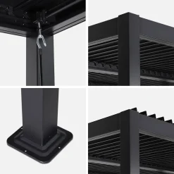 Pérgola bioclimática em alumínio e aço 3x3m com lâminas ajustáveis