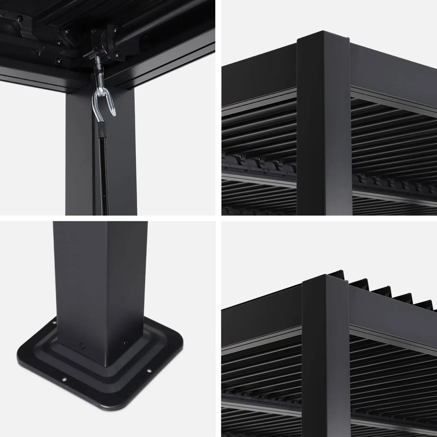 Pérgola bioclimática em alumínio e aço 3x3m com lâminas ajustáveis