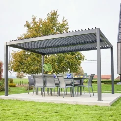 Pérgola bioclimática em alumínio e aço 3x4m com lâminas ajustáveis