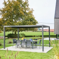 Pérgola bioclimática em alumínio e aço 3x4m com lâminas ajustáveis