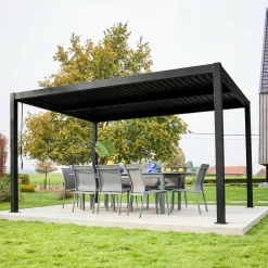 Pérgola bioclimática em alumínio e aço 3x4m com lâminas ajustáveis