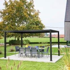 Pérgola bioclimática em alumínio e aço 3x4m com lâminas ajustáveis