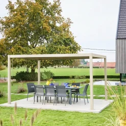 Pérgola bioclimática em alumínio e aço 3x4m com lâminas ajustáveis