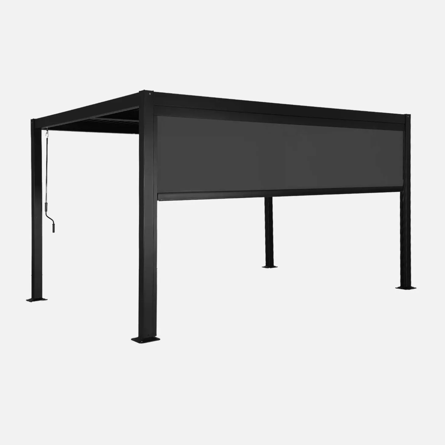 Pérgola bioclimática em alumínio e aço 3x4m + estore 4m