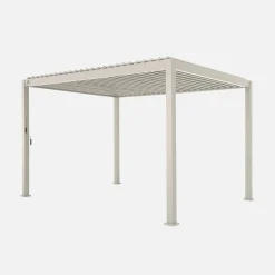 Pérgola bioclimática em alumínio 3x4m com 2 estores de 3m + 1 estore de 4m