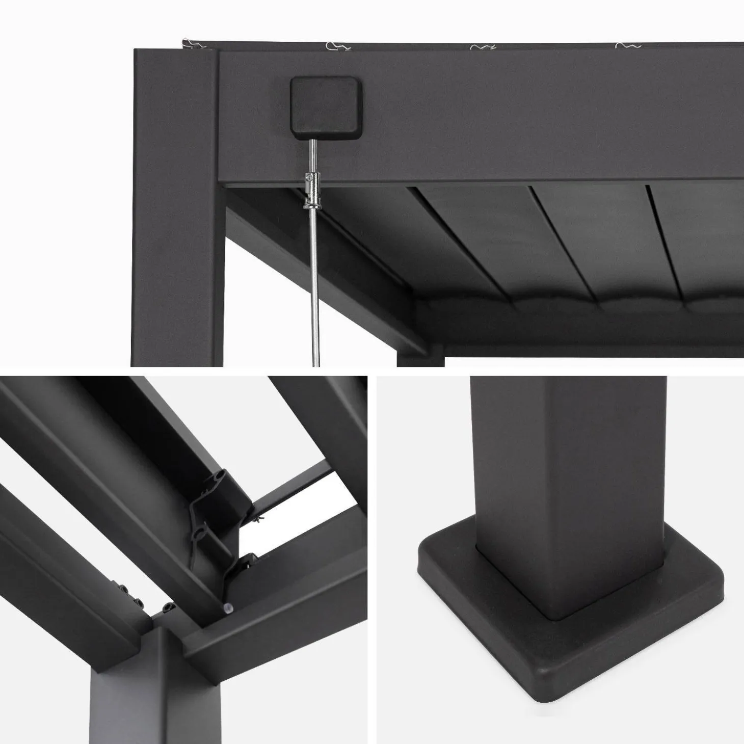 Pérgola bioclimática em alumínio 3x4m + estore de 3m