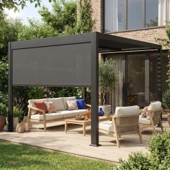Pérgola bioclimática em alumínio 3x3m + 1 estore 3m