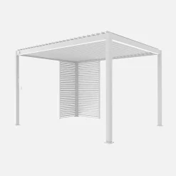 Pérgola bioclimática em alumínio 3x4m com 1 persiana 100cm + 1 persiana 130cm