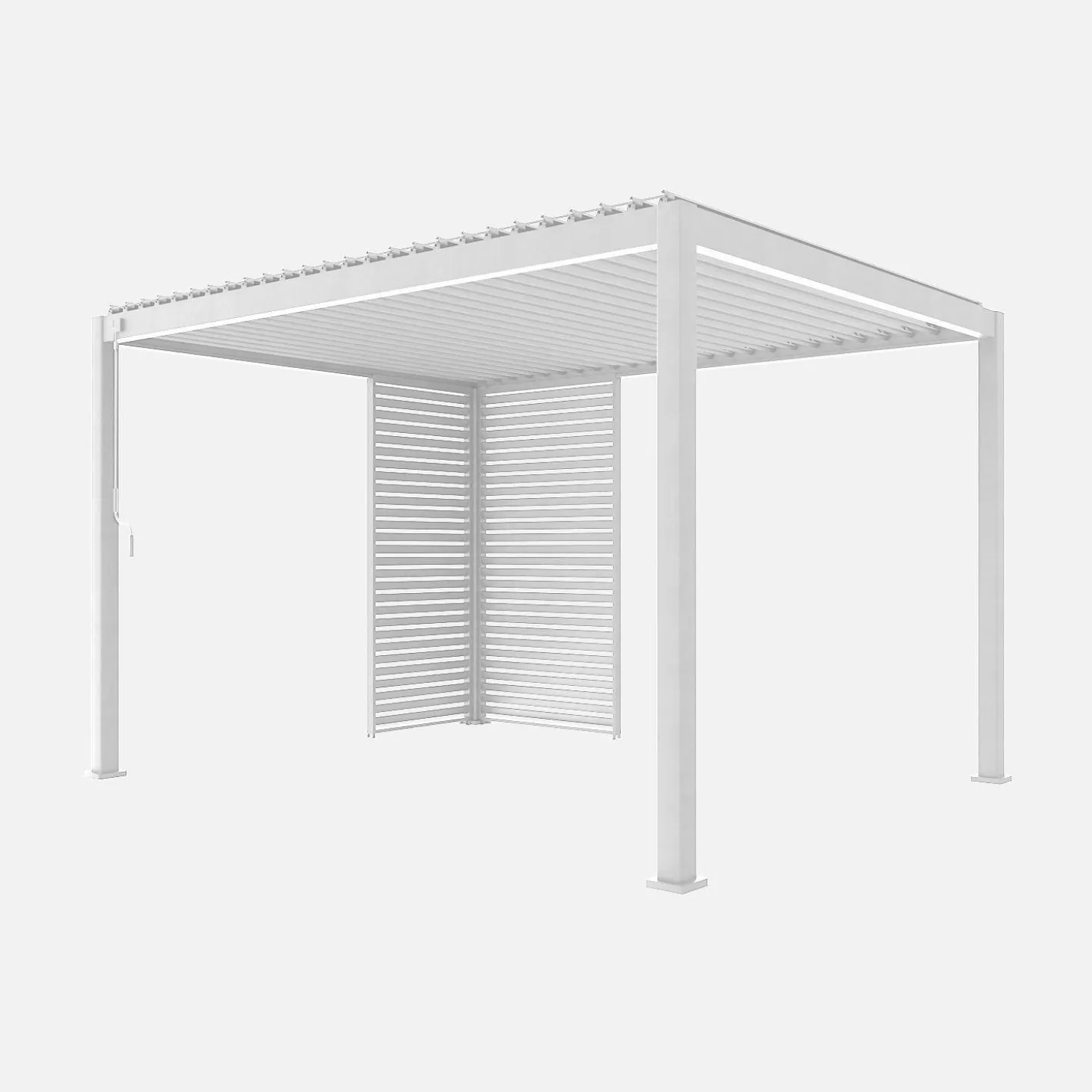 Pérgola bioclimática em alumínio 3x4m com 1 persiana 100cm + 1 persiana 130cm