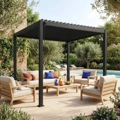 Pérgola bioclimática em alumínio 3x3m com lâminas ajustáveis