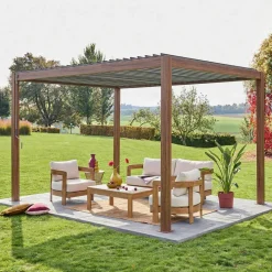 Pérgola bioclimática em alumínio 3x4m com lâminas ajustáveis