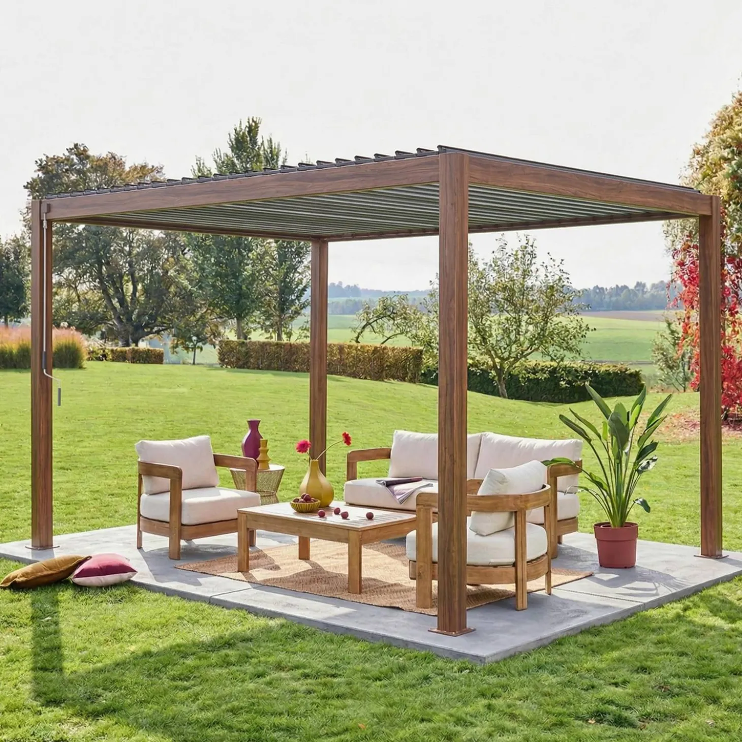 Pérgola bioclimática em alumínio 3x4m com lâminas ajustáveis