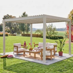 Pérgola bioclimática em alumínio 3x4m com lâminas ajustáveis