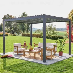 Pérgola bioclimática em alumínio 3x4m com lâminas ajustáveis