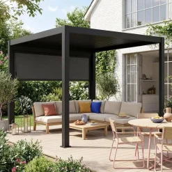 Pérgola bioclimática em alumínio 3x3m + 1 estore 3m