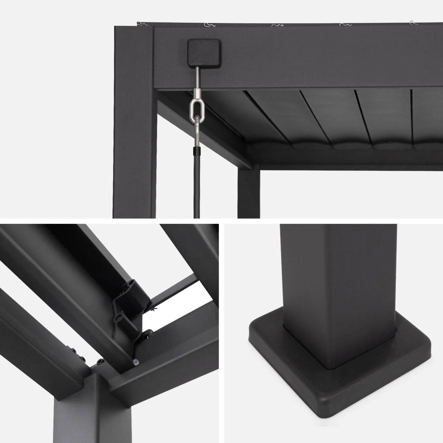 Pérgola bioclimática em alumínio 3x3m + 1 estore 3m
