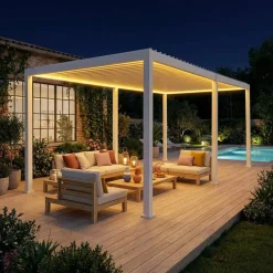Pérgola bioclimática em alumínio 3x6m com iluminação LED