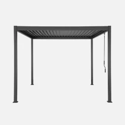 Pérgola bioclimática em alumínio e aço 3x3m com lâminas ajustáveis