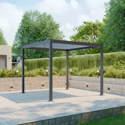 Pérgola bioclimática em alumínio e aço 3x3m com lâminas ajustáveis