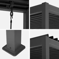 Pérgola bioclimática em alumínio e aço 3x3m com lâminas ajustáveis