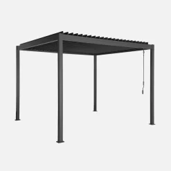 Pérgola bioclimática em alumínio e aço 3x3m com lâminas ajustáveis