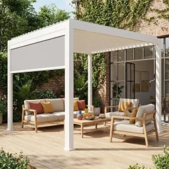 Pérgola bioclimática em alumínio 3x3m + 1 estore 3m