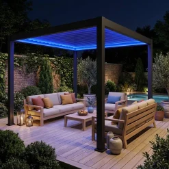 Pérgola bioclimática em alumínio 3x3m com iluminação LED