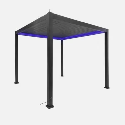 Pérgola bioclimática em alumínio 3x3m com iluminação LED
