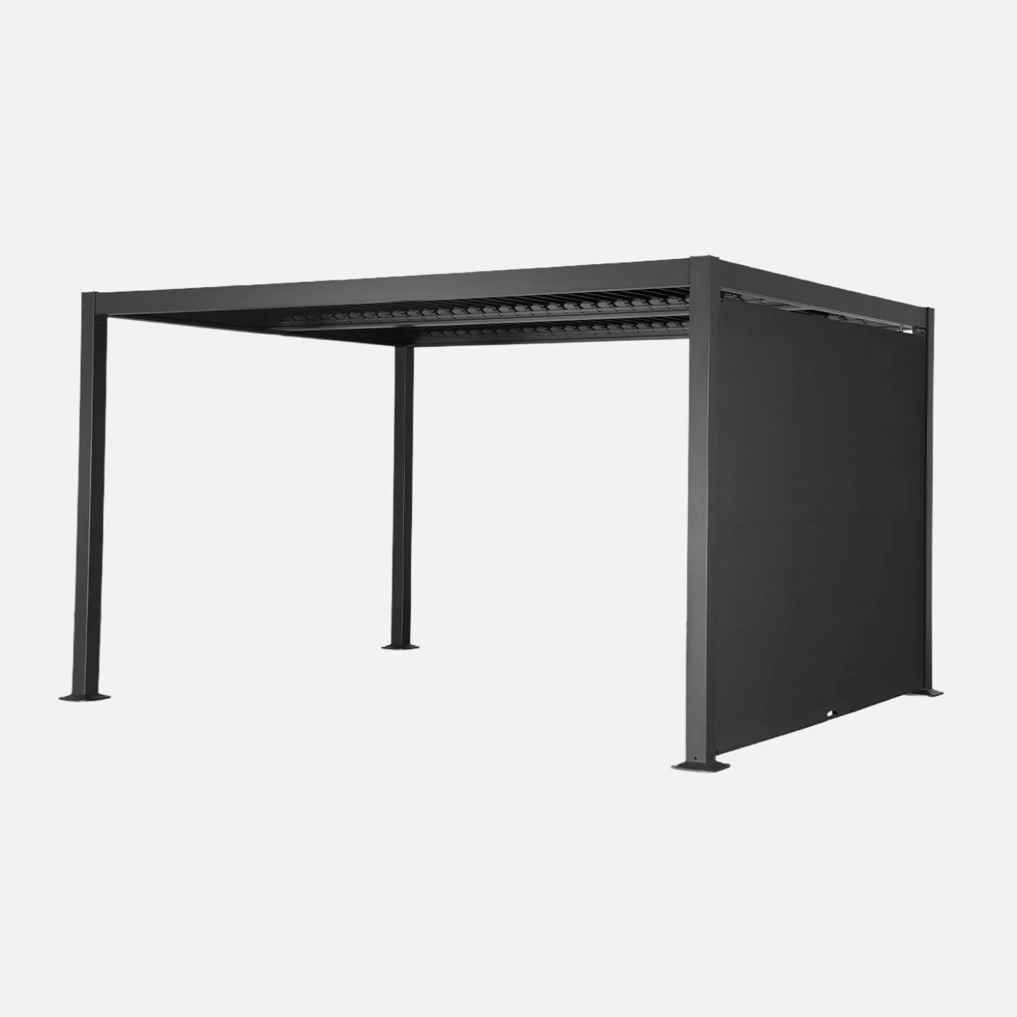 Pérgola bioclimática em alumínio e aço 3x4m + estore 3m