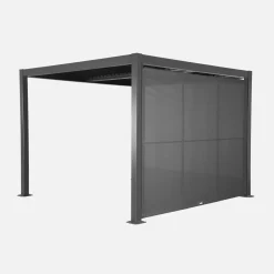 Pérgola bioclimática em alumínio e aço 3x3m + estore 3m