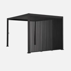 Pérgola bioclimática em alumínio 3x4m + 3 persianas verticais 1,3m