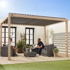 Pérgola bioclimática em alumínio 3x4m com lâminas ajustáveis