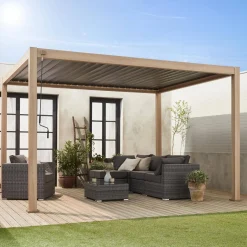 Pérgola bioclimática em alumínio 3x4m com lâminas ajustáveis