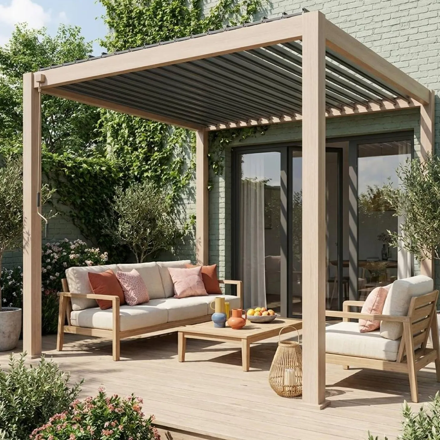 Pérgola bioclimática em alumínio 3x3m com lâminas ajustáveis