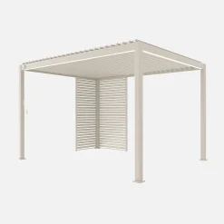 Pérgola bioclimática em alumínio 3x4m com 1 persiana 100cm + 1 persiana 130cm