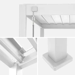 Pérgola bioclimática em alumínio 3x4m + 3 persianas horizontais 1m