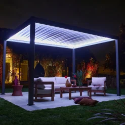 Pérgola bioclimática em alumínio 3x4m com iluminação LED
