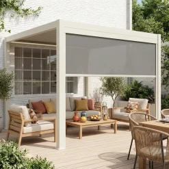 Pérgola bioclimática em alumínio 3x4m + estore de 3m