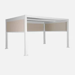 Pérgola bioclimática em alumínio e aço 3x4m com 2 estores 3m + 1 estore 4m