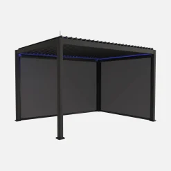 Pérgola bioclimática em alumínio 3x4m LED com estore 3m + estore 4m