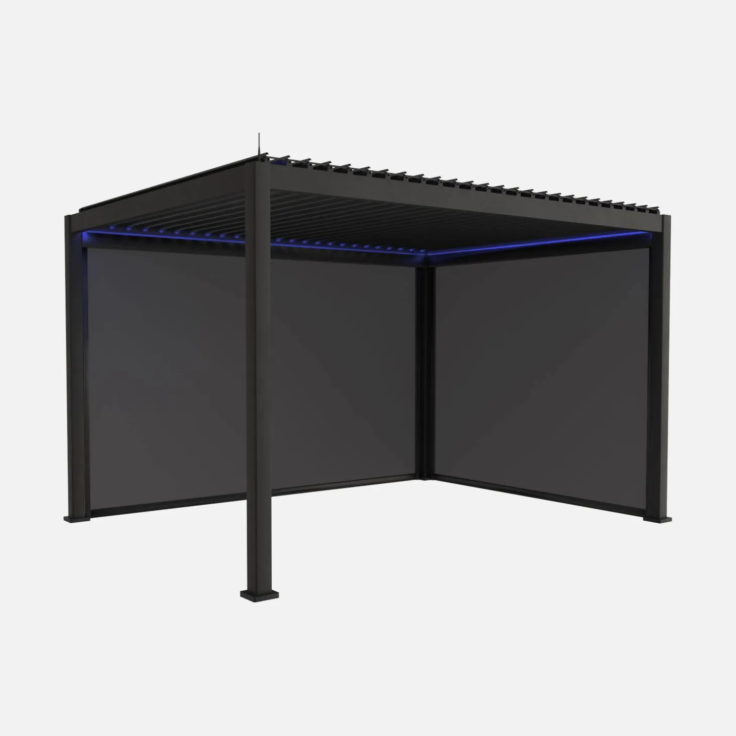 Pérgola bioclimática em alumínio 3x4m LED com estore 3m + estore 4m