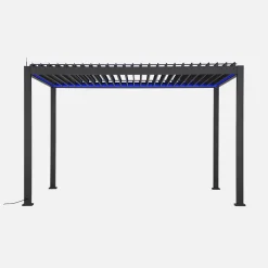 Pérgola bioclimática em alumínio 3x4m LED com estore 3m + estore 4m