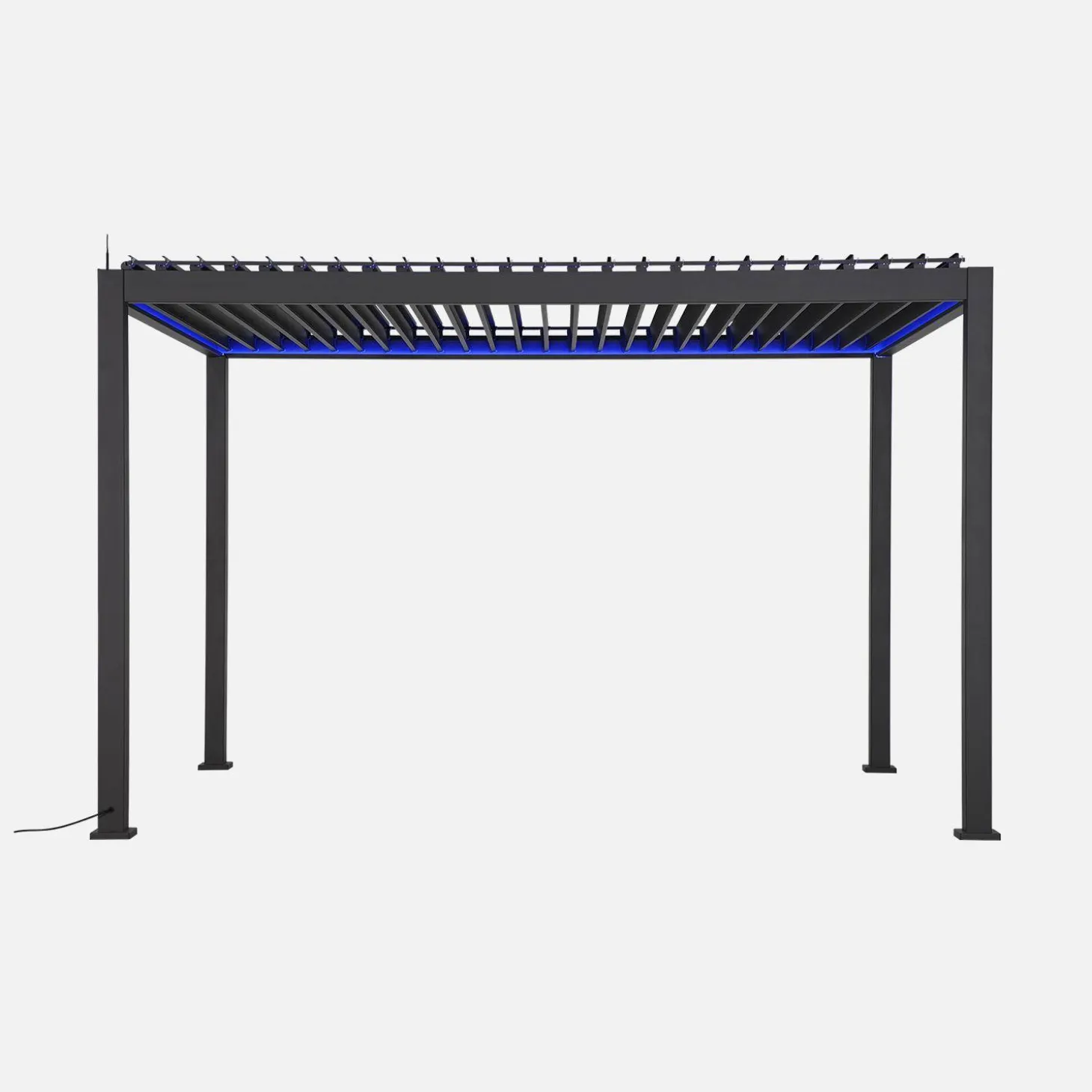 Pérgola bioclimática em alumínio 3x4m LED com estore 3m + estore 4m
