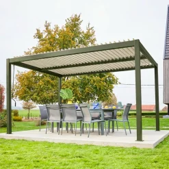Pérgola bioclimática em alumínio e aço 3x4m com lâminas ajustáveis
