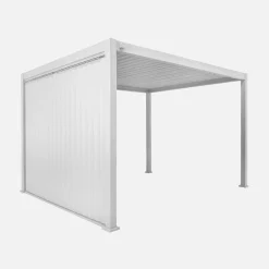 Pérgola bioclimática em alumínio 3x4m + persiana vertical 3m