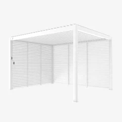 Pérgola bioclimática em alumínio 3x4m + 3 persianas de 100cm