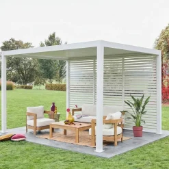 Pérgola bioclimática em alumínio 3x4 + 3 persianas de 1.3m