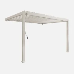 Pérgola bioclimática encostada em alumínio 3x4m com lâminas ajustáveis
