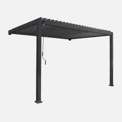 Pérgola bioclimática encostada em alumínio 3x4m com lâminas ajustáveis