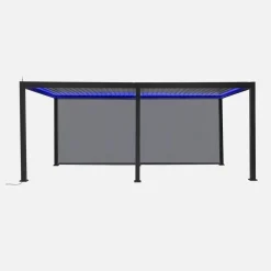 Pérgola bioclimática LED em alumínio 3x6m + 2 estores de 3m